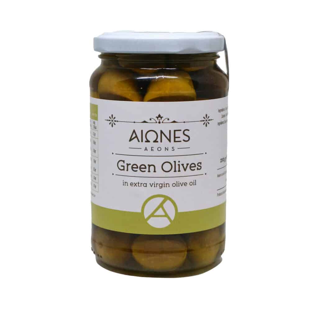 green olives in extra virgin olive oil